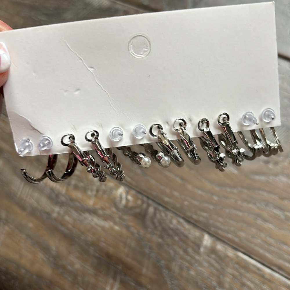 Silver Hoop Earring Set - Picture 3 of 3